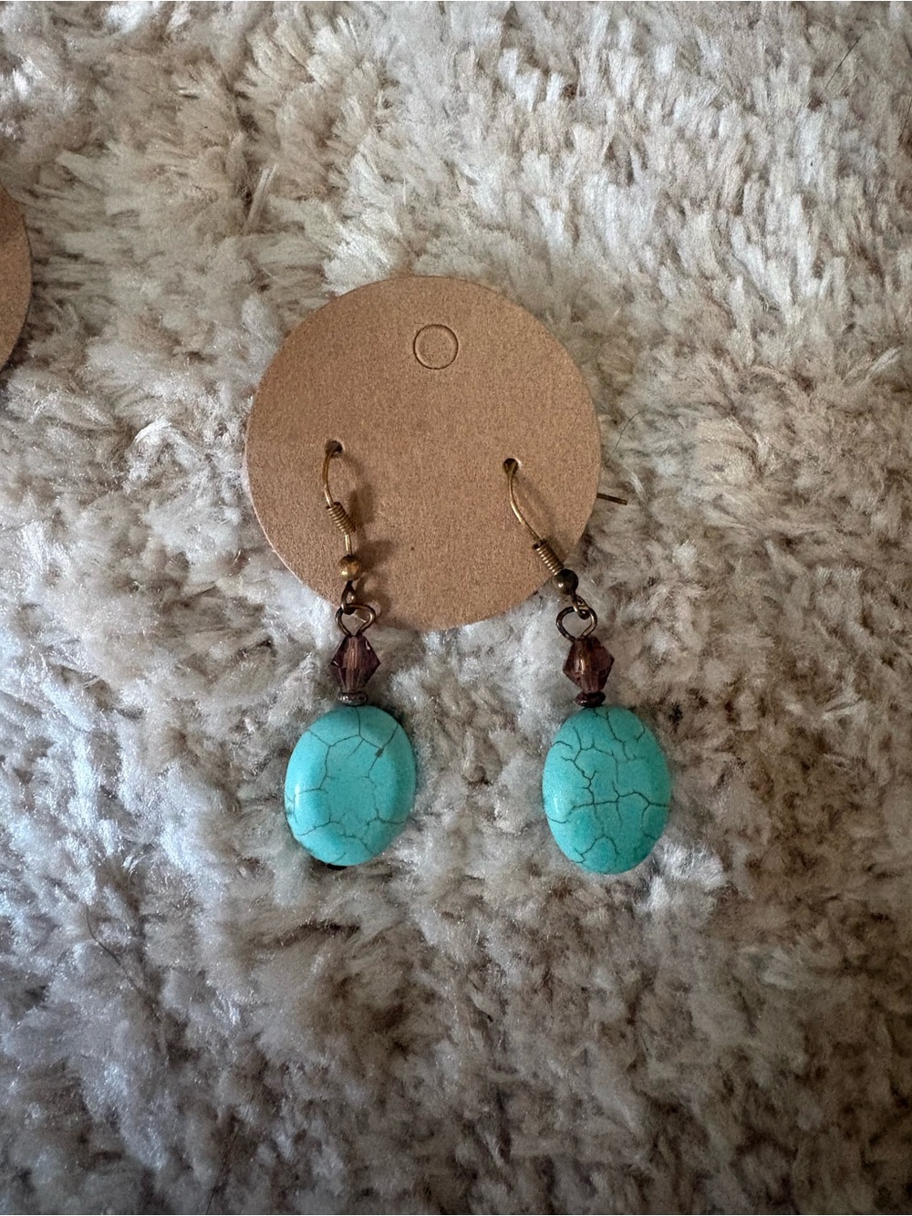 Turquoise Drop Earrings - Blue Green Stone Dangle